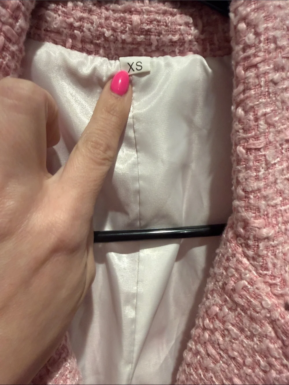 Pink Bouclé Double-Breasted Blazer Jacket - Picture 2 of 3